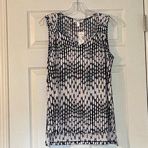 Navy & White Sleeveless Top, L